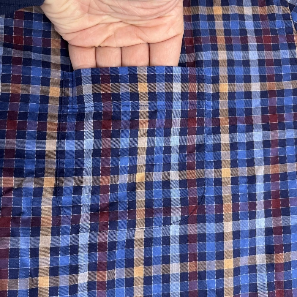 Peter Millar Long Sleeve Button Down Shirt Men's Size XXL Blue Plaid - Picture 3 of 11